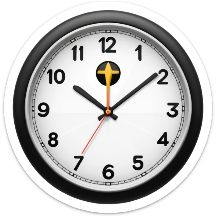 horloge avec la petite aiguille sur le 6 et la grande sur le 3 sticker