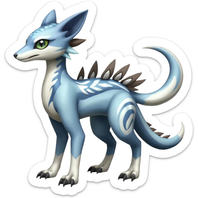 Meloetta-Sergal-Genet-Palkia-Dialga-hybrid-fusion-Fakémon-creature, full body sticker