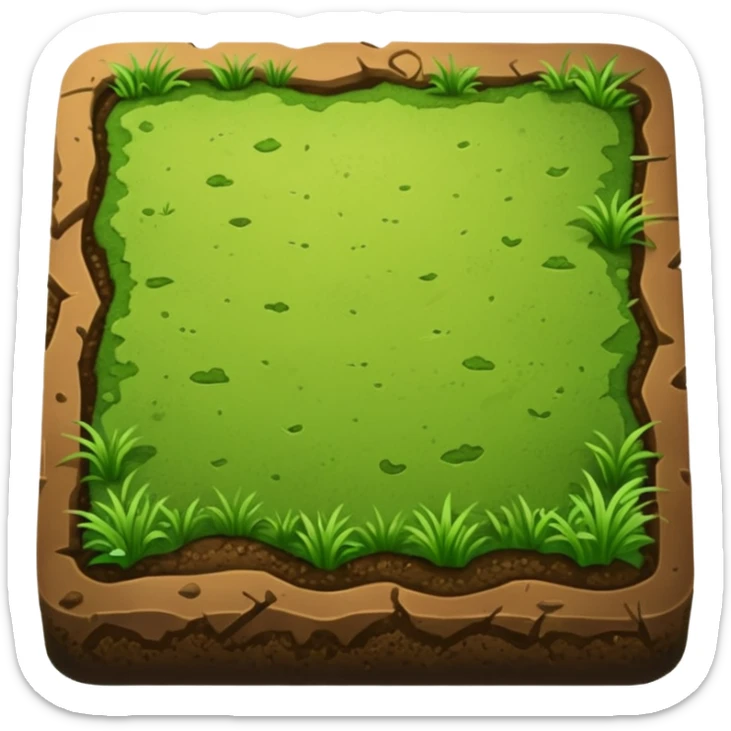 A slice of land. grass on top, dirt on the lower half. in the shape of a slab. square-ish but still quite flat sticker