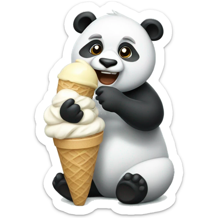 Panda eating ice cream sticker