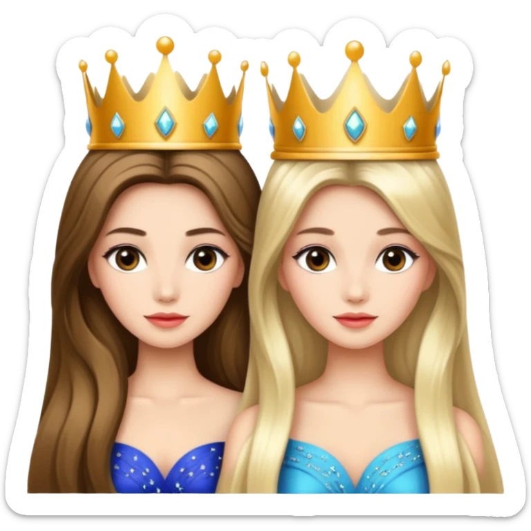 two beautiful girls with crowns and very long hair miss universe sticker