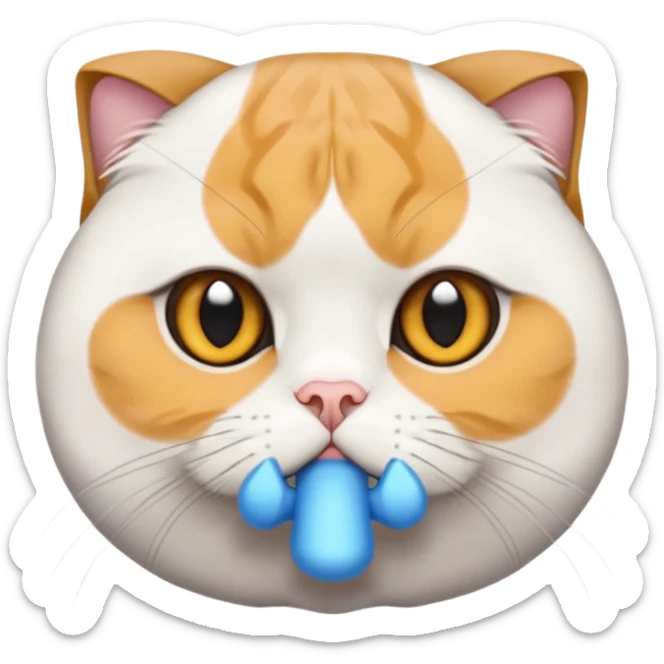 o fata bruneta cu ochii inchisi care tine in brate un scotish fold alb cu ochii galbeni  sticker