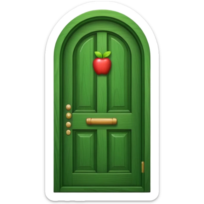 A wooden green door emoji in the style of Apple emoji sticker