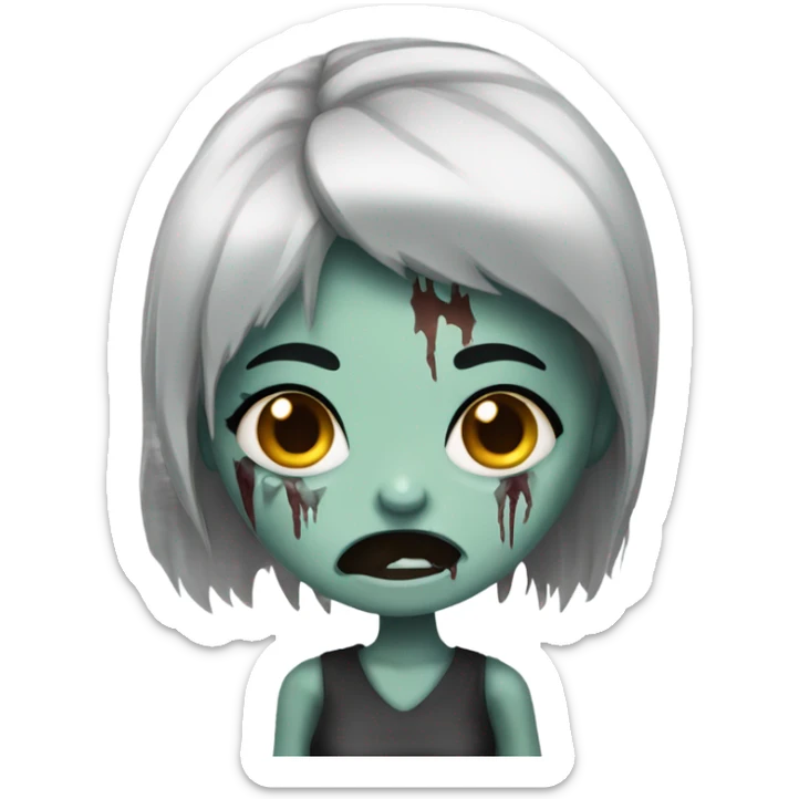 zombie girl with black hair sticker