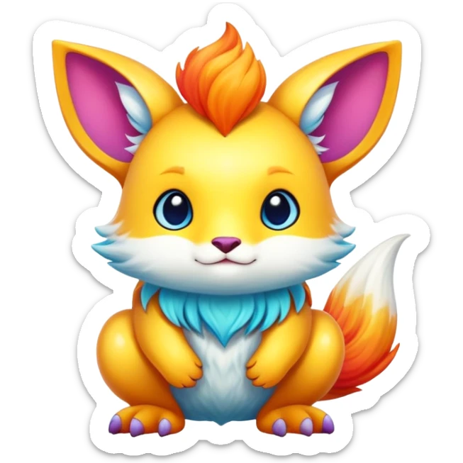 Exotic shiny rare epic cute Fionbri-creature, full body, with random markings sticker