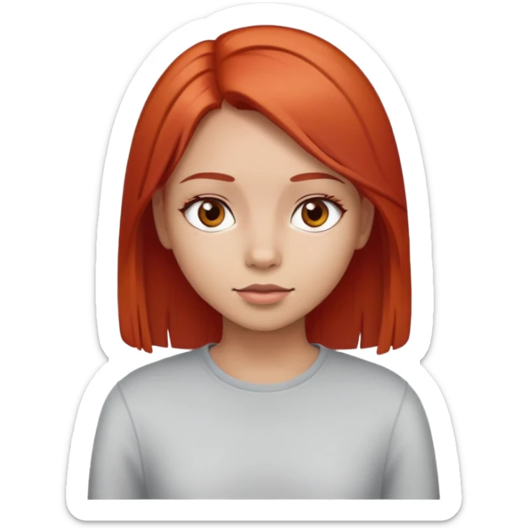 red straight hair girl with brown eyes and light skin sticker