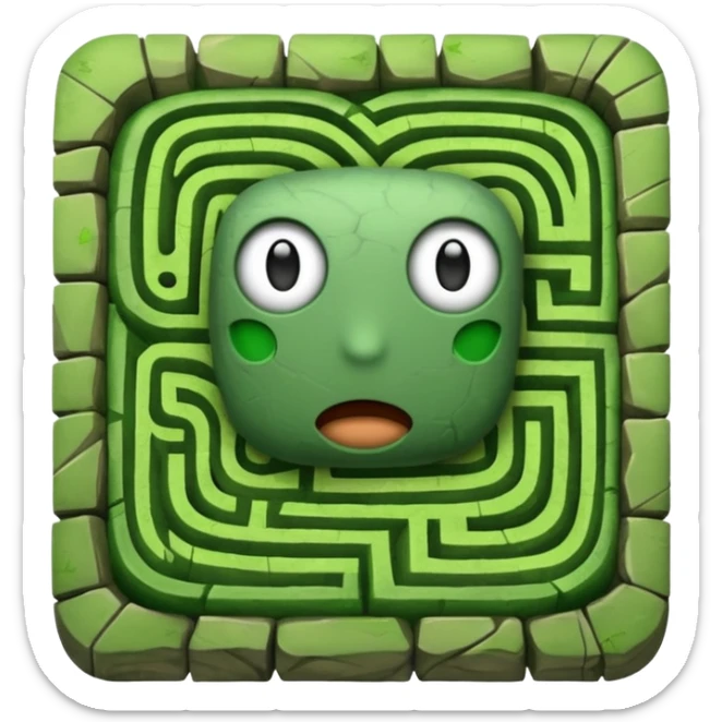 hazme un laberinto de piedra y el centro que sea un cuadrado de puro pasto sticker