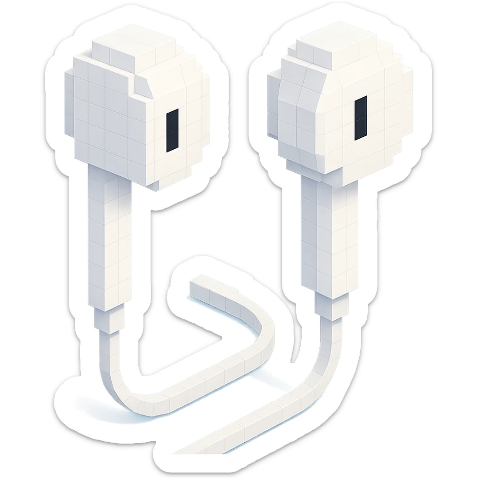 white EarPods headphones with a minimalist look sticker