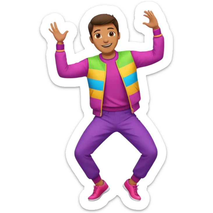 create a person emoji of Barcavibe is the superpower name Brings energy, momentum, and structure more fun and dancing more coloful male sticker