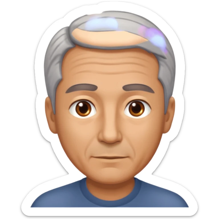 Illustrated emoji of a middle aged man with receding grey hair and brown eyes sticker