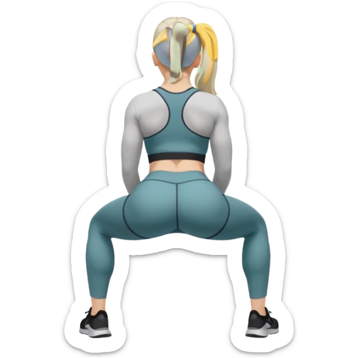 girl working out glutes shirt on but showing from behind but she's squatting and full body zoomed out also more coverage please  sticker