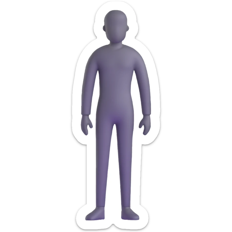 grey human silhouette with no facial features, no face, no eyes, no nose, no mouth, simple outline sticker