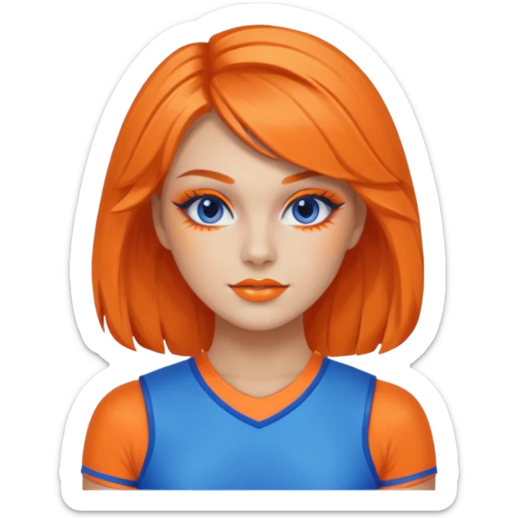 cheerleader  within a circle of shades of orange and blue sticker