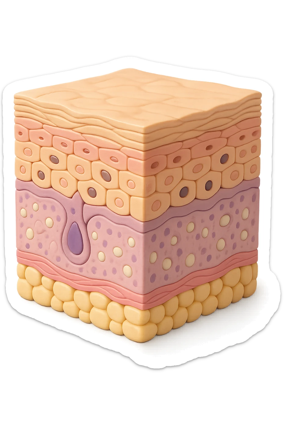 tessuto porzione di epidermide umana in salute 3d sticker