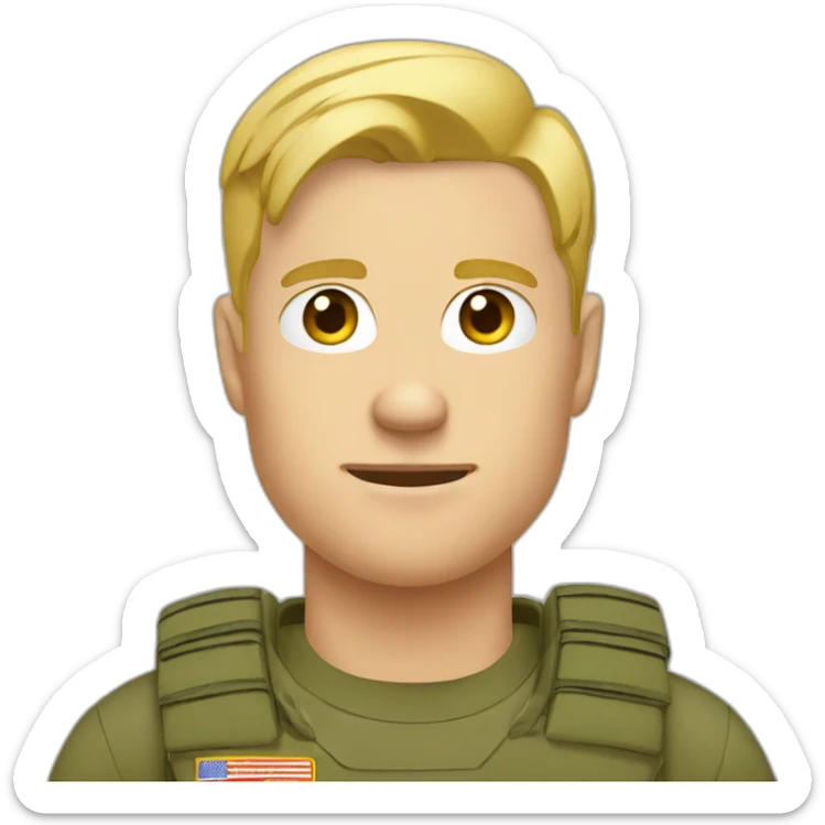 blond hair man in army t-shirt and nose pirsing sticker