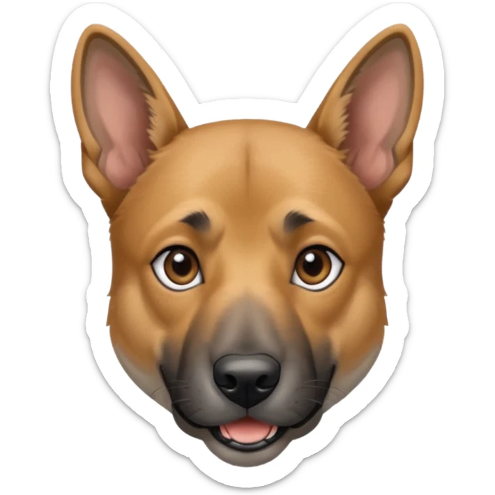 chien Malinois croisé, couleur poils grise, yeux gris et poils mi long sticker