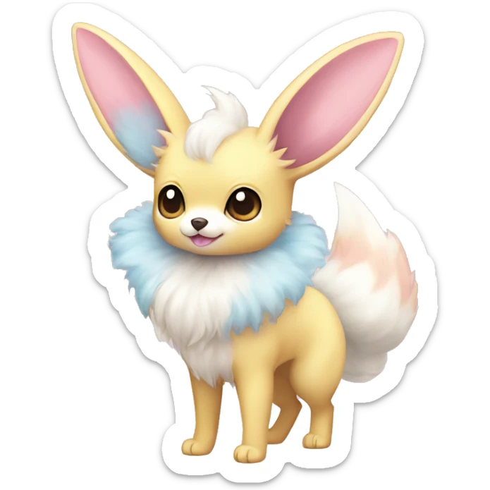 Kawaii Pastel Cotton-Candy-Colored Eeveelution-Cute-Chihuaha-Bunny-Pokémon-fusion full body sticker