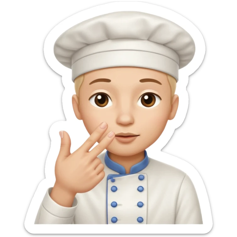 A hand making the chef’s kiss gesture: fingers pinched together, thumb and fingertips touching, as if saying ‘perfection’ or ‘delicious sticker