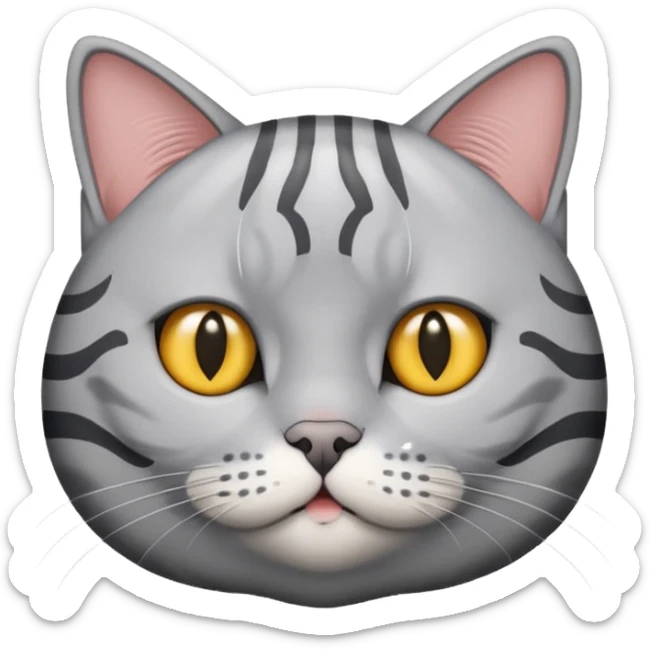 Generate an emoji of a British Shorthair cat with a gray stripe sticker