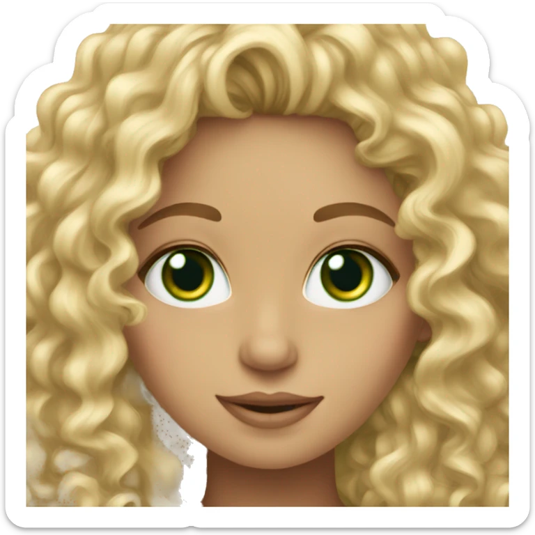 Girl named Elissa curly blonde hair green eyes sticker