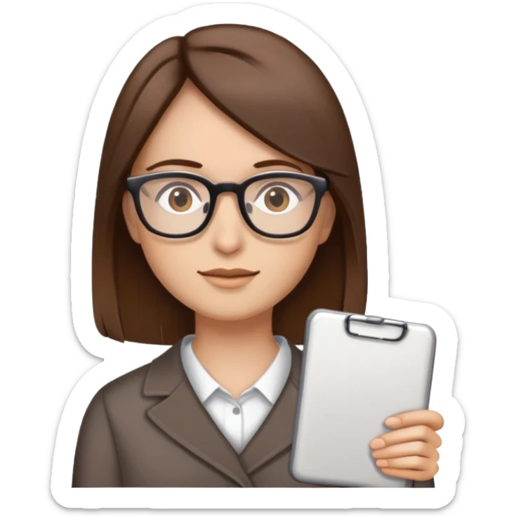 brown hair brown eyes glasses straight hair fair skin sticker