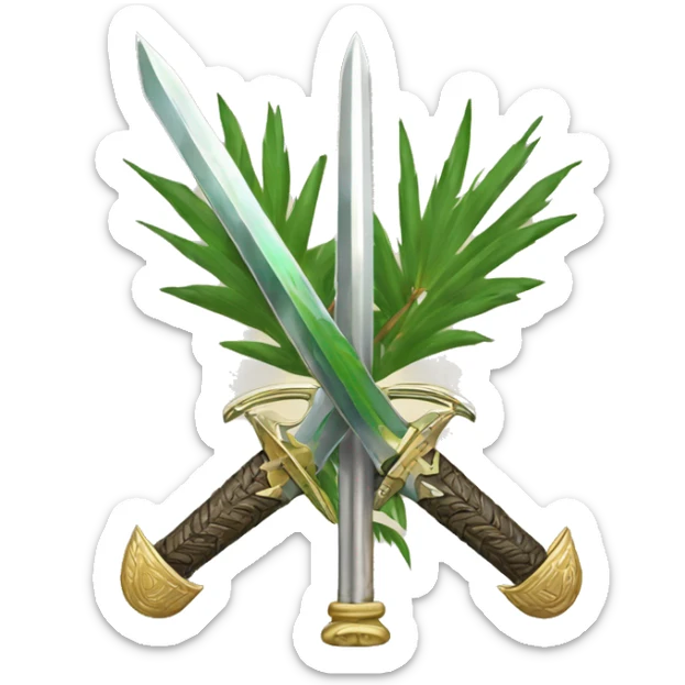 The emblem of the Kingdom of Saudi Arabia: the two swords and the palm tree sticker
