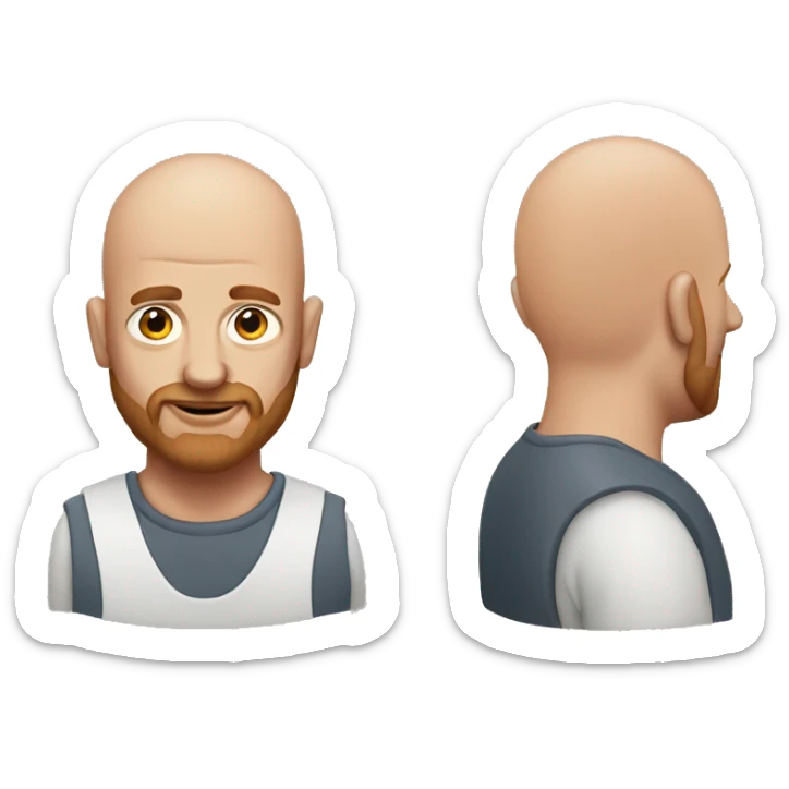 Fifty year man, little bit bald with a  very very very little beard redhair  sticker