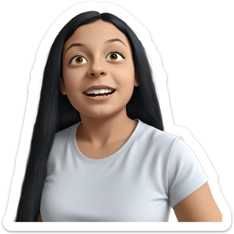 girl with black hair indoors sticker