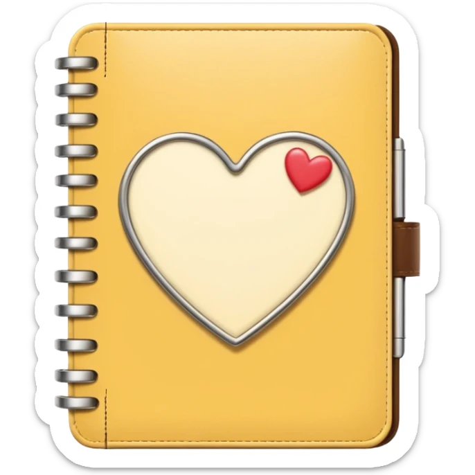 cute agenda , butter yellow/gold/brown themed with maybe a little heart on it. its paper in it and rings at the top of it where the paper is on sticker