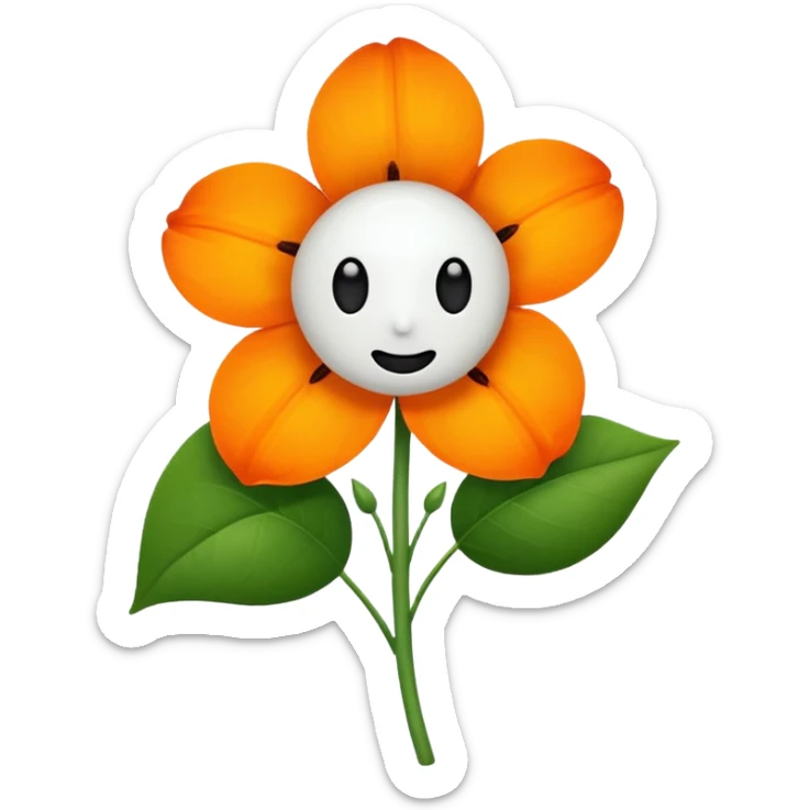 Green stem, white bud with black cartoony face: ;p. And six heart shaped yellowish orange petals sticker