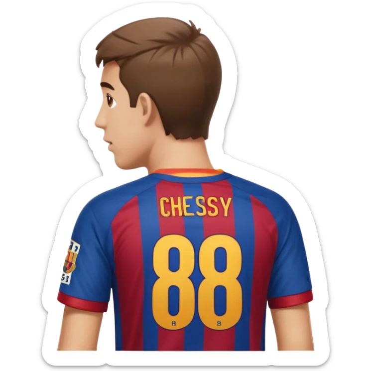 buat custom barcelona nama chessy nomor punggung 8 menghadap belakang hanya baju nama chessy sticker