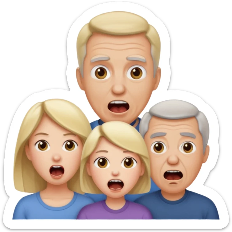 HAZ UNA FAMILIA GRITANDO, MI NOVIA, MI OPAPA. MI MAMA Y YO. CARA DE GRITOS FUERTEES sticker