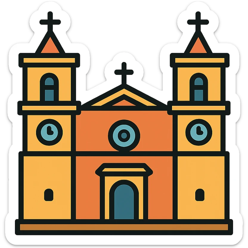 Catedral de San Juan en Malta, vista frontal, arquitectura histórica, colores cálidos sticker