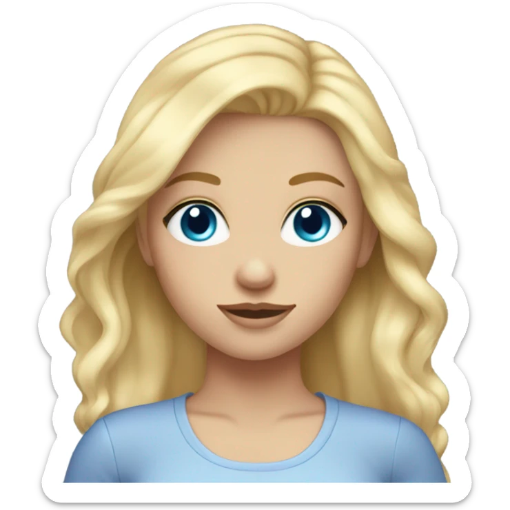blonde hair girl with blue eyes and long eyelashes sticker
