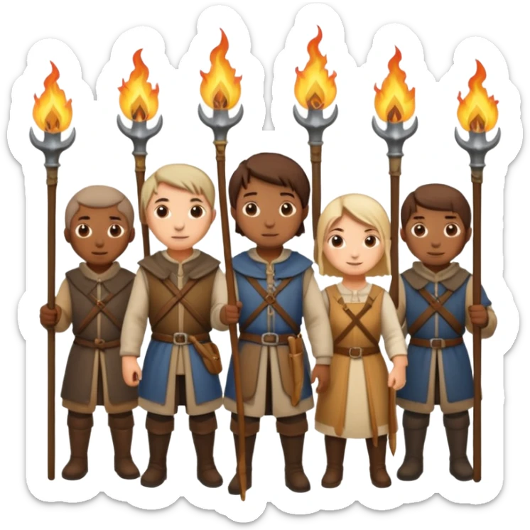 les villageois qui certains ont des fourches + torches sapé en moyen age sticker