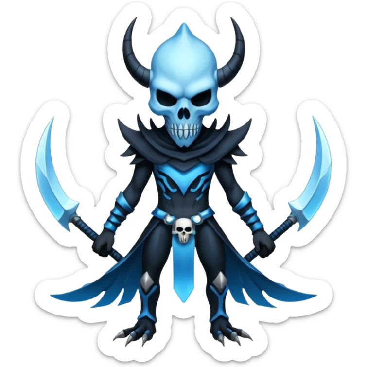 Shiny Dark Edgy  Inteleon-Amaura-Fakémon-hybrid-creature (full body) with skull face mask sticker