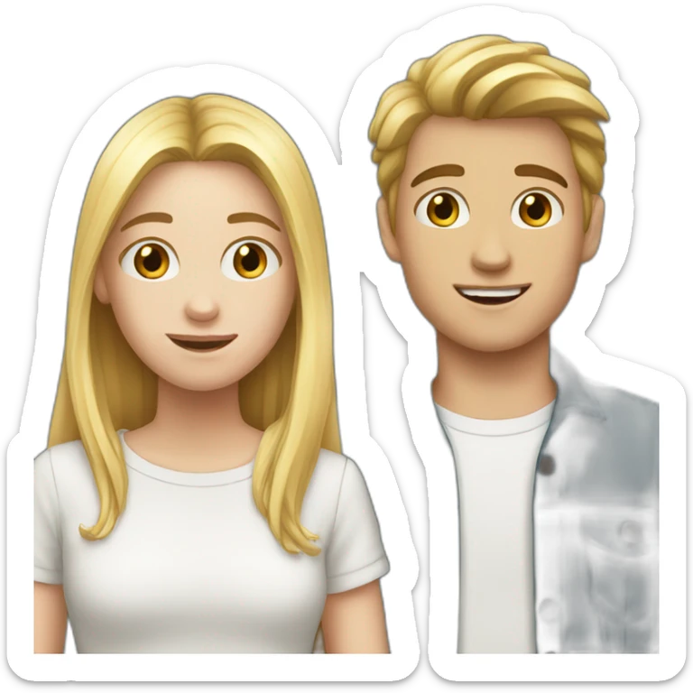 white teenage girl and white teenage boy sticker