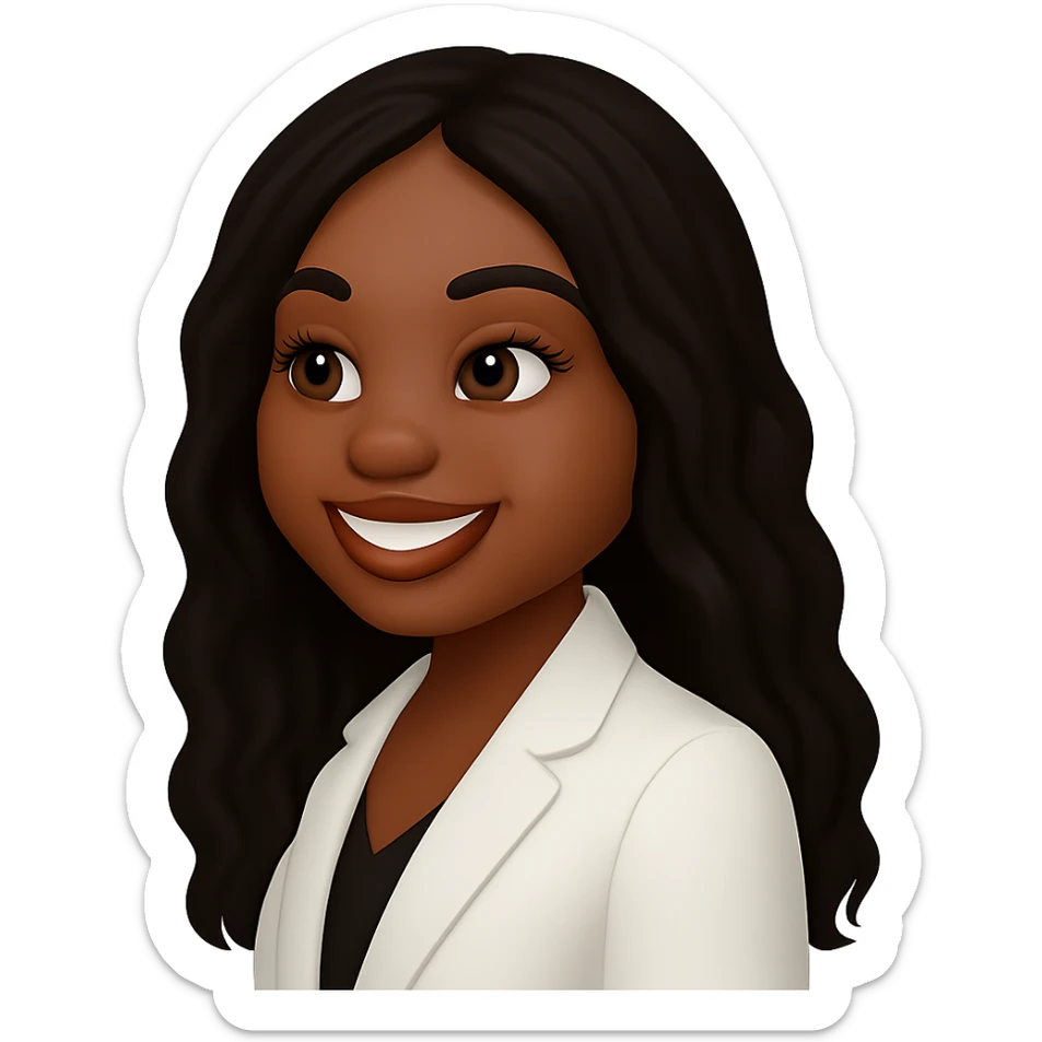 turn the second man in emoji style of the 1st image, match the facial features and match dressing style of the 2nd image, she is wearing white suit side pose sticker