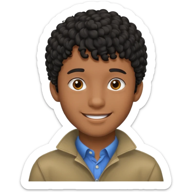 Young man with black curly hair fringe Haircut and dark skin sticker