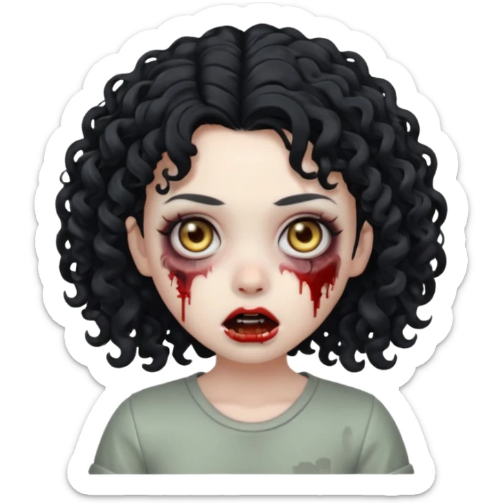 Eu quero fazer um memoji de zombie com cabelo cacheado feminino  sticker
