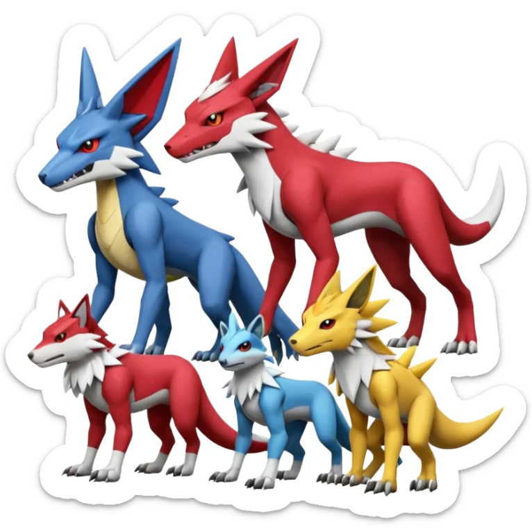 Zeraora-Zamazenta-Lombax-Sergal-Zangoose-Cyclizar-Genesect-Pokémon, full body sticker