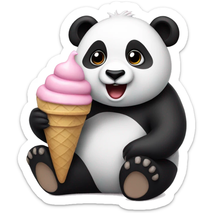 Panda eating ice cream sticker