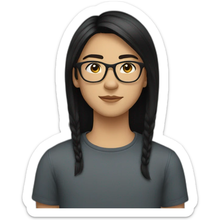 19 year old white teenager with round glasses and straight black hair sticker