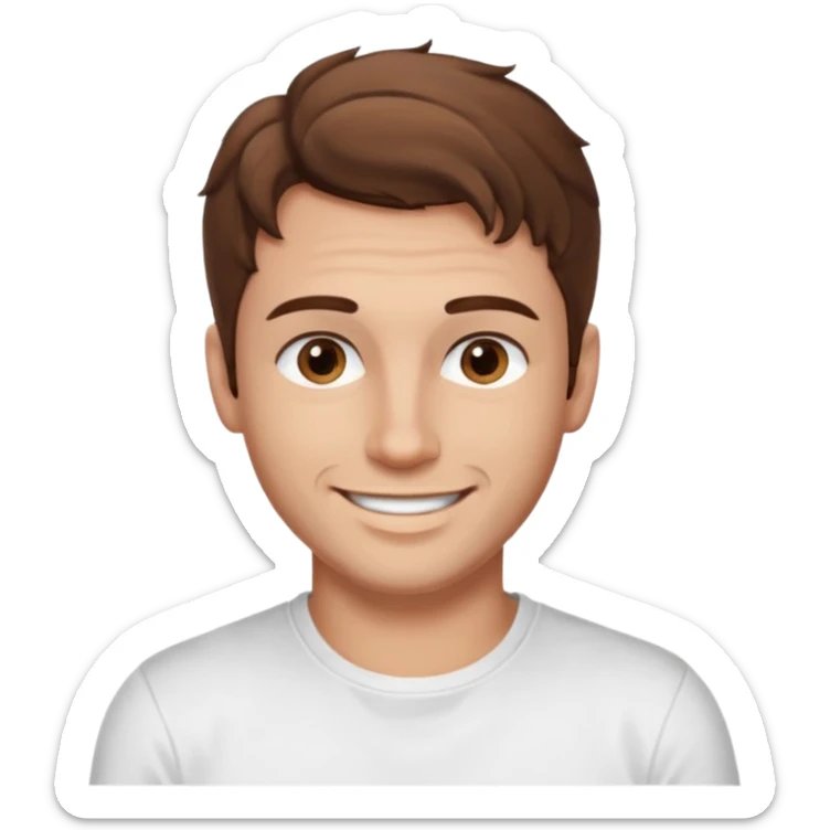 Kjekk mann (lys i huden) som har pynta seg.  fargen på håret er brunt og HAN har midtskille og litt søte krøller . Litt øyevipper men ikke mye og litt mørke brun. Skal se HOT Å SEXY UT smile mer!!! Ca 20 år gammel. HVIT T-SKJORTE sticker