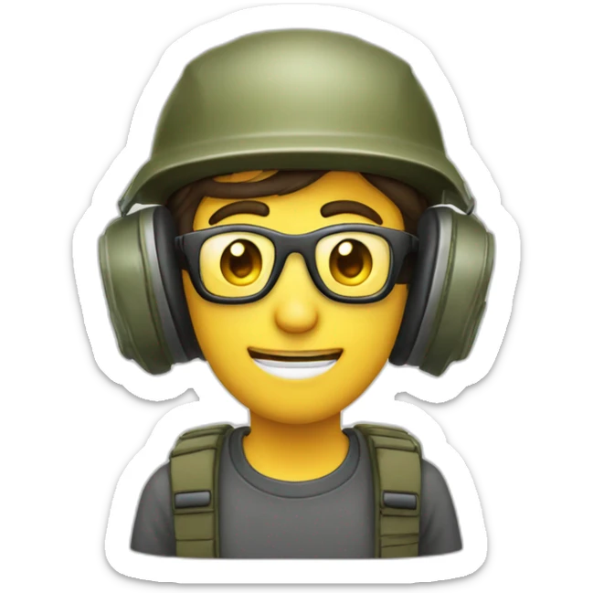 personne casque anti bruit avec lunette detir et casquette sticker