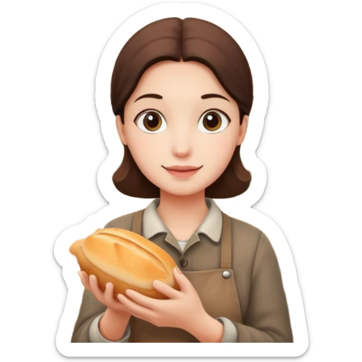 Shopper with small bread loaf,Farmers’ Market, background bakery shop, market. sticker