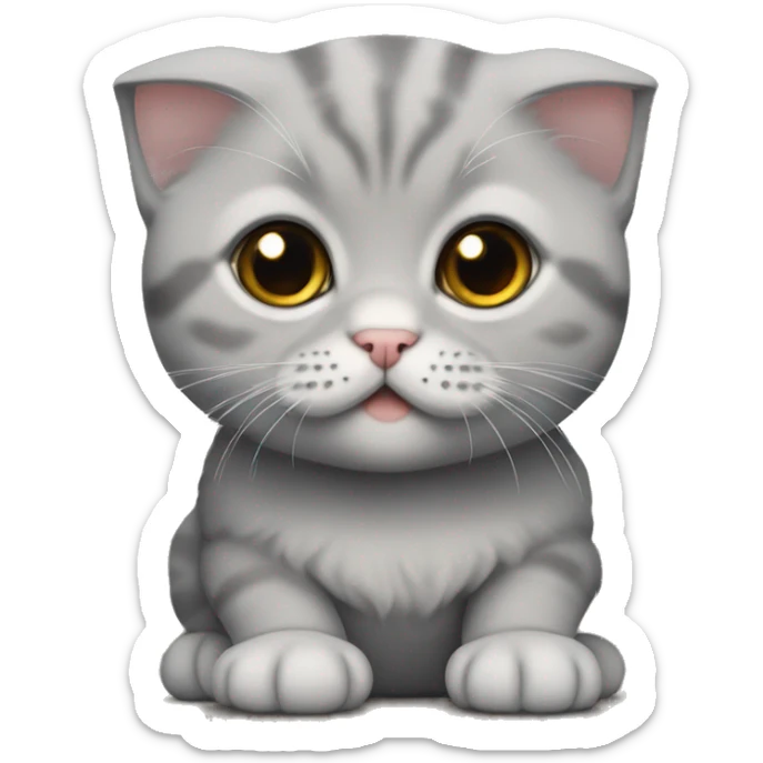 Gray Scottish fold kitten sticker