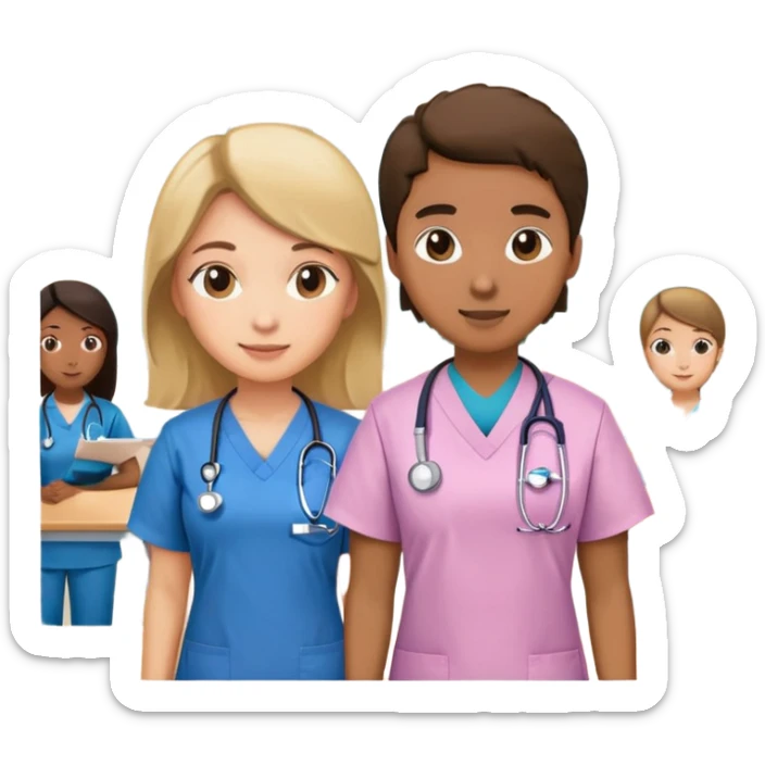 dame un emoji de una enfermera y un alumno de enfermeria utp sticker