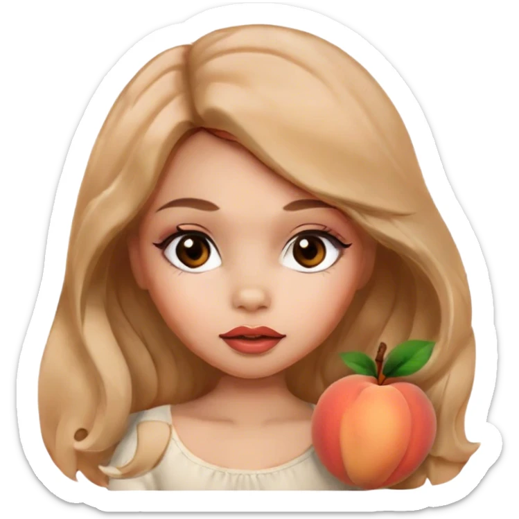 Glamourous baby, light brown skin tone, very beautiful girl, with big plump peach-beige lips, long long lashes, black wavy smooth long hair, straight parting hair, brown eyes sticker