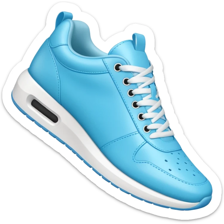 A 3D cartoon Sky Blue sneaker with soft texture, lace-up detail, and smooth reflections, isolated on plain background, Memoji-style. sticker